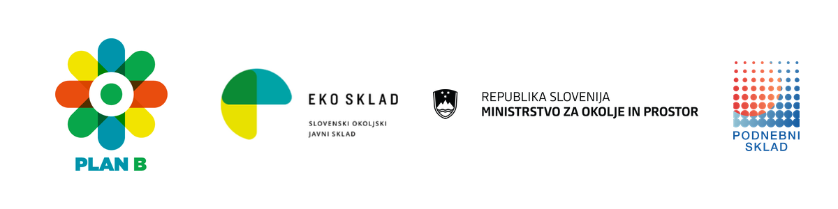 Logotipi Podnebnega programa mreže Plan B za Slovenijo, Eko sklada in Ministrstva za okolje, podnebje in energijo